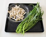 空芯菜としめじの納豆パスタ作り方2写真