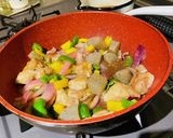 さっぱり豚角切りと蒟蒻パプリカの黒酢炒め作り方8写真