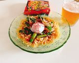 チャルメラ宮崎辛麺で焼きラーメン！作り方10写真