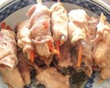 夏休み、きんぴら水煮で肉巻きを作り方4写真
