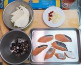 秋鮭とブラックオリーブのパスタ作り方2写真