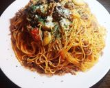 挽き肉とニンニクのトマトソースパスタ作り方4写真