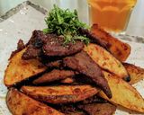 レバーとポテトの揚げ煮（甘味噌味）作り方1写真