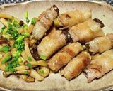 なすの肉巻き甘辛生姜炒め、しめじ添え作り方4写真