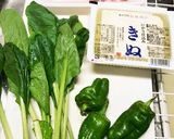 お豆腐と豚肉＆小松菜とピーマン炒め♬作り方1写真