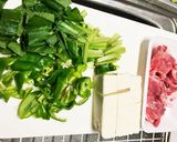 お豆腐と豚肉＆小松菜とピーマン炒め♬作り方2写真