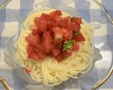 バジルの穂を散りばめた冷たいパスタ作り方7写真