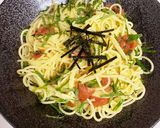 つめたい麺　梅と大葉の冷製パスタ作り方4写真