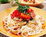 茄子とトマトとツナの冷たい麺～おそうめん作り方7写真