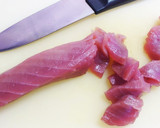 お父さんのマグロとニガナの酢醤油和え作り方5写真