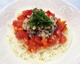 劇ウマ！ぶっかけそうめん/トマト.鯖缶作り方2写真