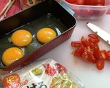 キッシュ風卵焼き　ウインナートマトチーズ作り方2写真
