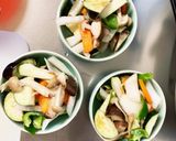 レンジ肉無豆腐コク旨梅肉照味野菜炒め作り方12写真