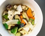 レンジ肉無豆腐コク旨梅肉照味野菜炒め作り方15写真
