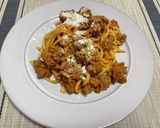 残り物のハンバーグでミートソースパスタ作り方8写真