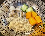 かんたんヘルシー蒸し野菜。栄養バランス皿作り方1写真