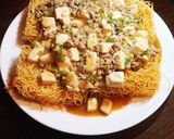 簡単☆麻婆豆腐皿うどん作り方3写真