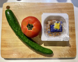 納豆のキュウリとトマトの賽の目和え作り方1写真
