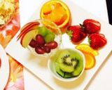 誕生日 料理 プレート フルーツ 盛合せ作り方5写真