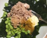刺身わかめとツナのカレー粉マヨ和えサラダ作り方4写真