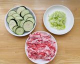 豚肉とナスの重ね蒸し(にんにく味噌ダレ)作り方1写真