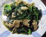 モロヘイアと豚肉の炒め物作り方3写真