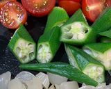 オクラのマヨネーズとらっきょう炒め作り方1写真