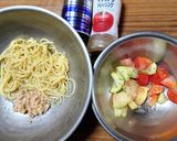 ヨウサマの減塩おやじの冷製モモのパスタ作り方3写真
