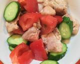 鶏もも肉とトマトきゅうりのカンタン酢和え作り方5写真