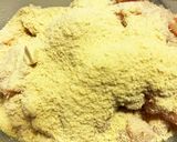 モロヘイヤ人参舞茸の鶏胸肉高野豆腐衣炒め作り方7写真
