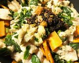 モロヘイヤ人参舞茸の鶏胸肉高野豆腐衣炒め作り方12写真