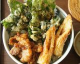黒糖タレで＊モロヘイヤと豚肉の天丼作り方9写真