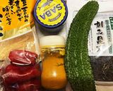 鯖缶ゴーヤ赤ピーマン昆布きな粉カレー和え作り方1写真