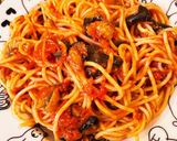 シーフドとナスとオリーブのトマトパスタ作り方8写真