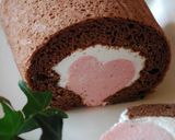 ピンクハートinロールケーキ作り方14写真