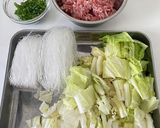 ワンパンでパパッと白菜とひき肉の春雨炒め作り方1写真