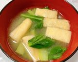 小松菜と油揚げの味噌汁作り方3写真