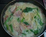 ベーコンの豆乳スープパスタ作り方4写真