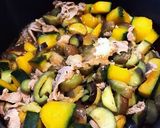 レンジで時短！かぼちゃとなすの豚肉炒め作り方8写真