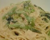 青菜とサーモンのクリームパスタ作り方6写真