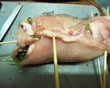 鶏胸肉のモロヘイヤ巻きオイマヨ胡麻ソース作り方8写真