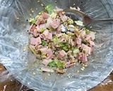 胡麻風味の鶏ガラハム炒飯風おにぎり作り方4写真