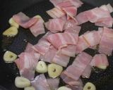 空芯菜とベーコンのにんにく炒め作り方1写真