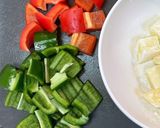 鶏むね肉と彩り野菜の甘酢炒め♩作り方1写真