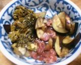 レンチン3分仕込んで5分！豚ナス高菜丼作り方3写真