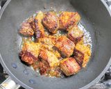 角切り牛肉と春菊の中華風スパイス焼き作り方4写真