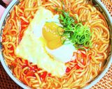 チーズ温泉卵のせ辛ラーメン作り方2写真