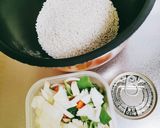 おこわ風☆さば缶味噌味炊き込みご飯作り方1写真