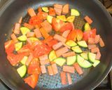週末の朝☀️スパムと夏野菜の贅沢オムレツ作り方2写真