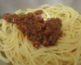 ハンバーグのリメイクでボロネーゼパスタ作り方8写真